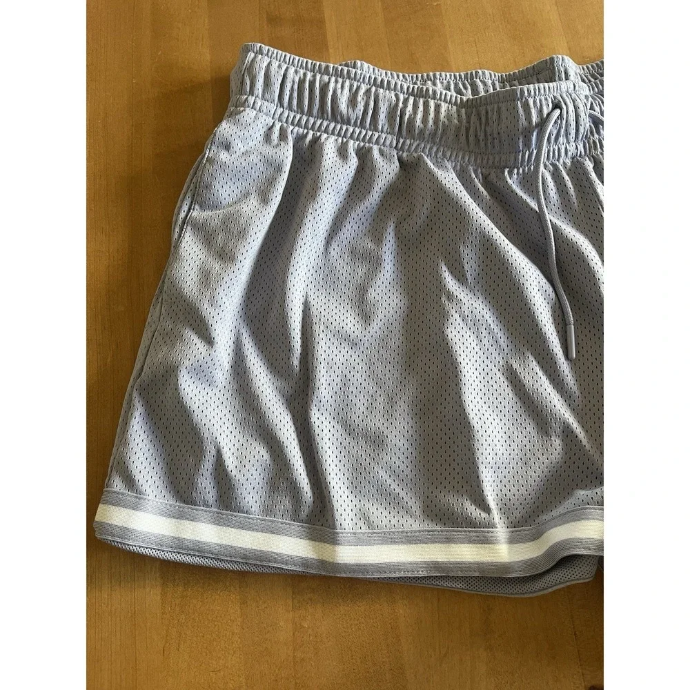 Nike Sportswear Essentials Mesh‎ Mid-Rise Shorts Blue Gray Women's XL Drawstring